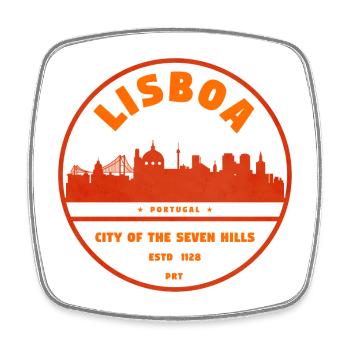 Lissabon Skyline Stempel - Viereckiger Kühlschrankmagnet - Weiß - Vorne