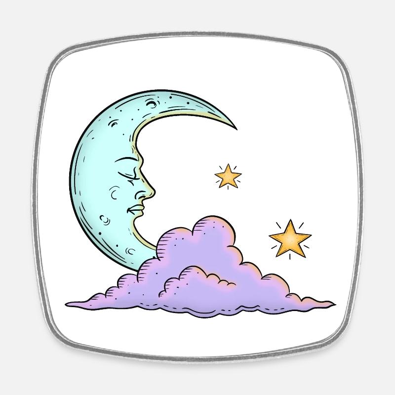 Lune Pastelle - Magnet carré - blanc