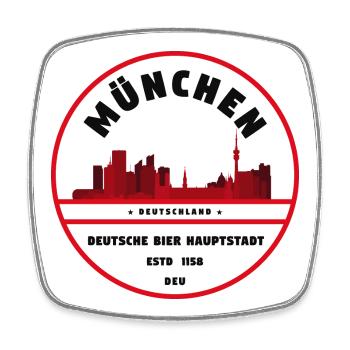 München Bier Hauptstadt Emblem - Viereckiger Kühlschrankmagnet - Weiß - Vorne
