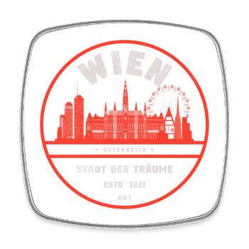 Design du timbre Vienne City of Dreams - Magnet carré - blanc - Devant