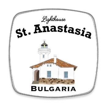 Bulgarien Leuchtturm Klosterinsel Sweta Anastasia - Viereckiger Kühlschrankmagnet - Weiß - Vorne