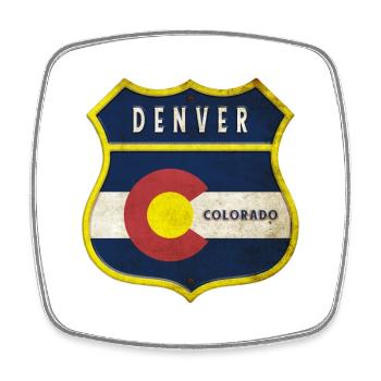 Denver Colorado Wappen Design - Viereckiger Kühlschrankmagnet - Weiß - Vorne