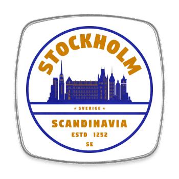 Stockholm Skyline Stamp Sweden - Square fridge magnet - white - Front