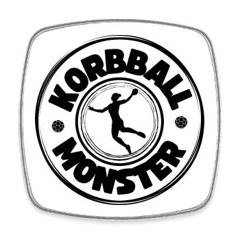 Korbball Monster (schwarze Schrift) - Viereckiger Kühlschrankmagnet - Weiß - Vorne