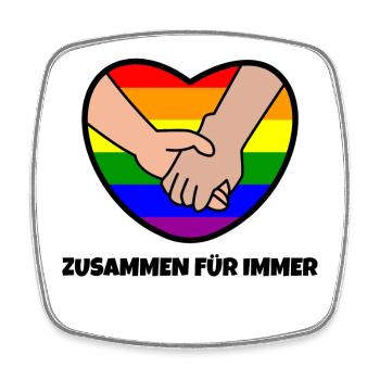 Homo Lgbt Herz Beziehung Regenbogen Statement - Viereckiger Kühlschrankmagnet - Weiß - Vorne
