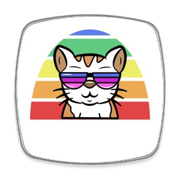 Lgbt Cool Cat Rainbow Gay Lesbian - Square fridge magnet - white - Front