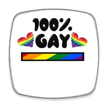 Gay Stolz Herz Regenbogen Lgbt Statement Homo - Viereckiger Kühlschrankmagnet - Weiß - Vorne