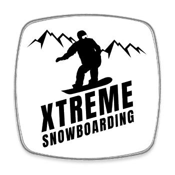 ski, snowboard, skieur, sports d'hiver - Magnet carré - blanc - Devant
