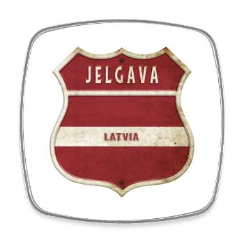 Jelgava Lettland Wappen Flaggen Design - Viereckiger Kühlschrankmagnet - Weiß - Vorne
