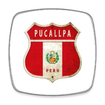 Pucallpa Peru coat of arms flag design - Square fridge magnet - white - Front