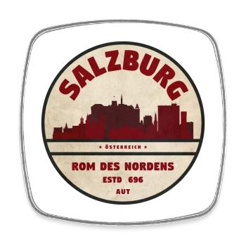 Salzburg Skyline Vintage Circle Logo - Square fridge magnet - white - Front