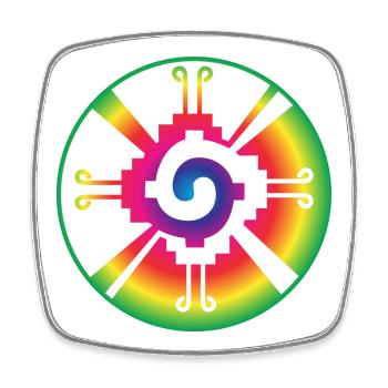 Galactic Butterfly Hunab Ku - aztec symbol - Square fridge magnet - white - Front