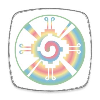 Galactic Butterfly Hunab Ku - aztec symbol - Square fridge magnet - white - Front