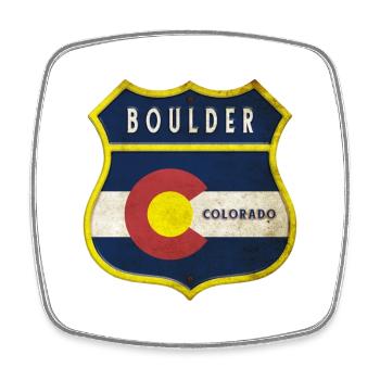 Motif des armoiries de Boulder, Colorado - Magnet carré - blanc - Devant