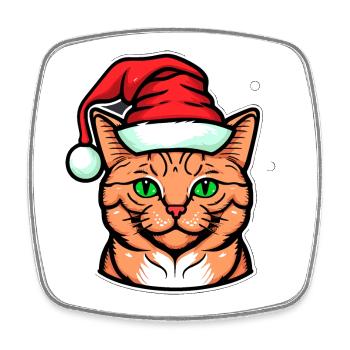 Belle illustration de chaton de Noël pour tous - Magnet carré - blanc - Devant