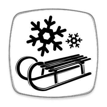 Schnee Schlitten Eiskristalle Schneeflocken Winter - Viereckiger Kühlschrankmagnet - Weiß - Vorne