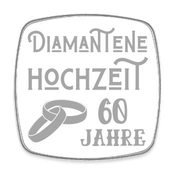 Diamantene Hochzeit 60 Jahre verheiratet Jubiläum - Viereckiger Kühlschrankmagnet - Weiß - Vorne