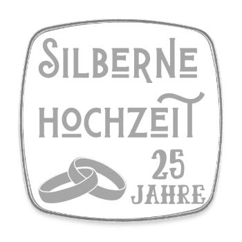 Silberne Hochzeit 25 Jahre verheiratet Jubiläum - Viereckiger Kühlschrankmagnet - Weiß - Vorne