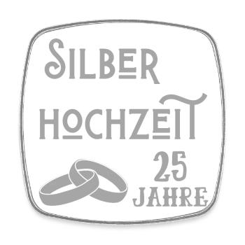 Silberhochzeit 25 Jahre verheiratet silber Ringe - Viereckiger Kühlschrankmagnet - Weiß - Vorne