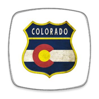 Colorado coat of arms design - Square fridge magnet - white - Front