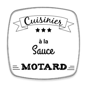 Cadeau humour cuisinier motard - Magnet carré - blanc - Devant