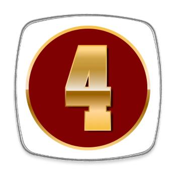Gold number 4 - Square fridge magnet - white - Front