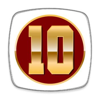 Gold number 10 - Square fridge magnet - white - Front