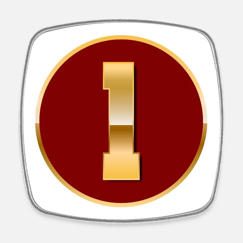 Gold number 1 - Square fridge magnet - white