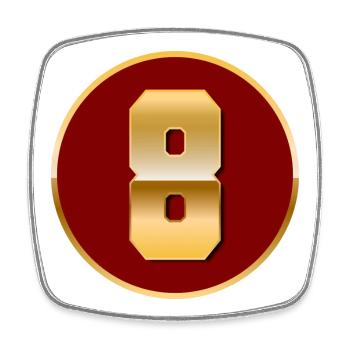 Gold number 8 - Square fridge magnet - white - Front