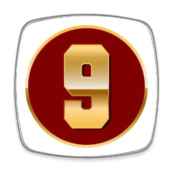 Gold number 9 - Square fridge magnet - white - Front