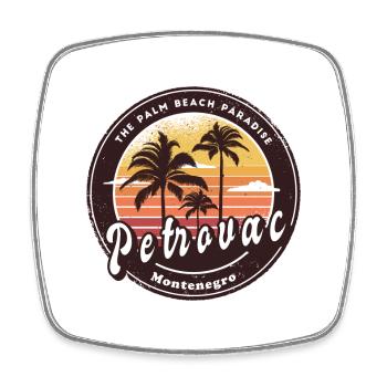 Petrovac Montenegro beach design - Square fridge magnet - white - Front