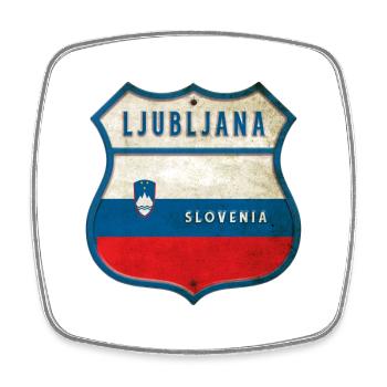 Ljubljana Slowenien Flaggen Wappen Design - Viereckiger Kühlschrankmagnet - Weiß - Vorne