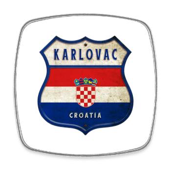 Karlovac Croatia flag coat of arms design - Square fridge magnet - white - Front