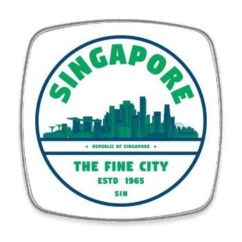 Singapore Skyline Emblem - Viereckiger Kühlschrankmagnet - Weiß - Vorne