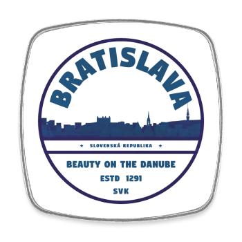 Bratislava Danube Skyline Emblem - Viereckiger Kühlschrankmagnet - Weiß - Vorne