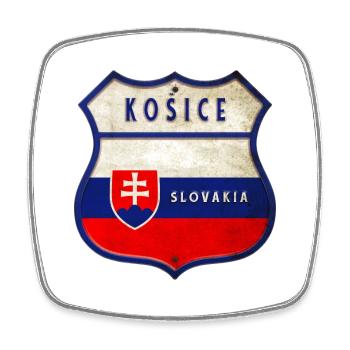 Košice Slowakei Wappen Flaggen Design - Viereckiger Kühlschrankmagnet - Weiß - Vorne