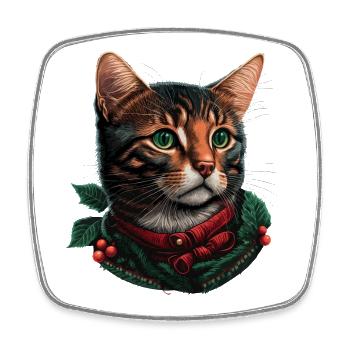 Jolie illustration de chat de Noël, le meilleur Noël - Magnet carré - blanc - Devant