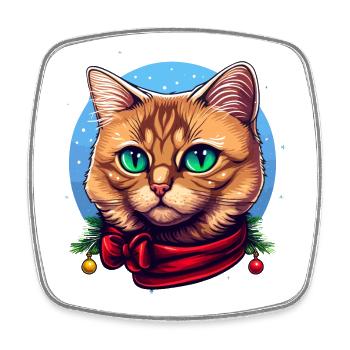 Superbe dessin de chat de Noël, le meilleur Noël - Magnet carré - blanc - Devant