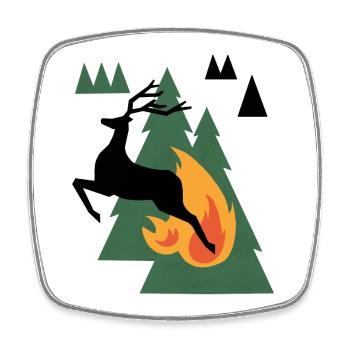 Bear by Campfire in Pines - Square fridge magnet - white - Front