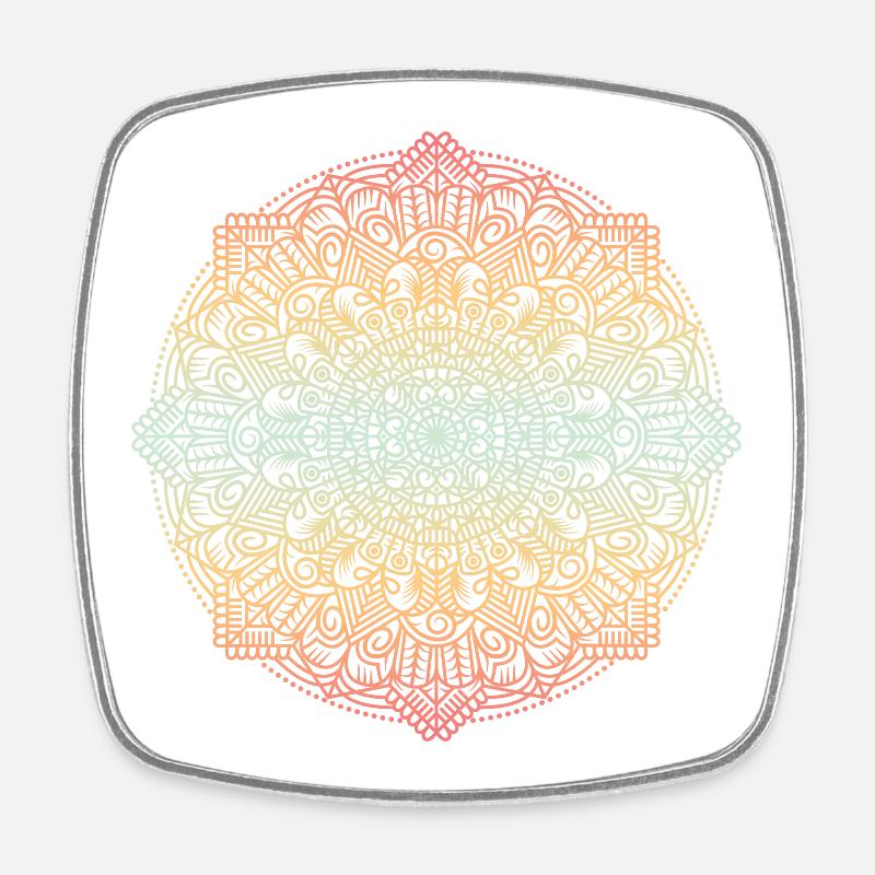 Mandala - Viereckiger Kühlschrankmagnet - Weiß