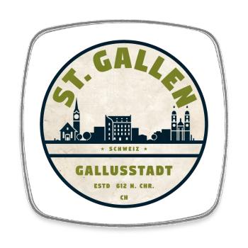 St Gallen Gallusstadt Emblem - Viereckiger Kühlschrankmagnet - Weiß - Vorne