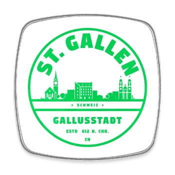 St. Gallen Switzerland Emblem with Gallusstadt - Square fridge magnet - white - Front