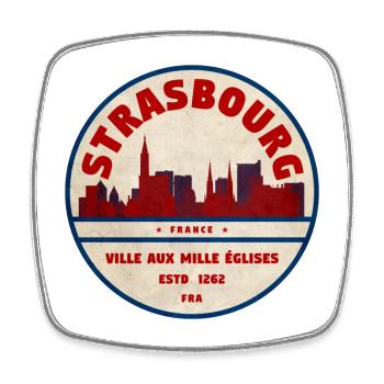 Strasbourg Vintage Stadtlogo - Viereckiger Kühlschrankmagnet - Weiß - Vorne