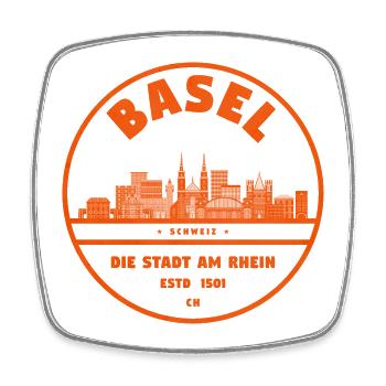 Basel City Skyline Emblem - Square fridge magnet - white - Front