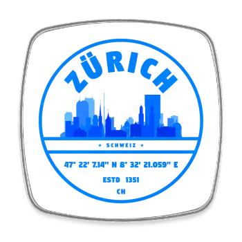 Sceau bleu de Zurich Skyline - Magnet carré - blanc - Devant