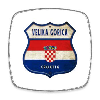 Velika Gorica Croatia flag coat of arms design - Square fridge magnet - white - Front