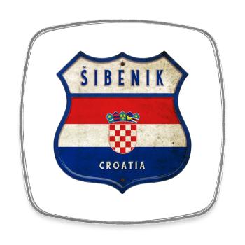 Šibenik Croatia flag coat of arms design - Square fridge magnet - white - Front