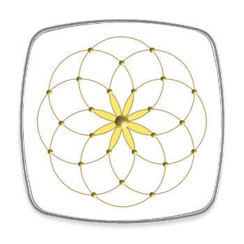 Goldenes Blütenmandala - Viereckiger Kühlschrankmagnet - Weiß - Vorne