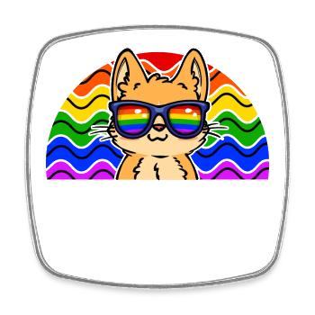 Katze Lgbt Regenbogen Lesben Homosexuell Stolz - Viereckiger Kühlschrankmagnet - Weiß - Vorne