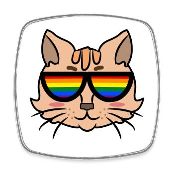 Cool Katze Lgbt Lesbisch Gleichberechtigung Homo - Viereckiger Kühlschrankmagnet - Weiß - Vorne